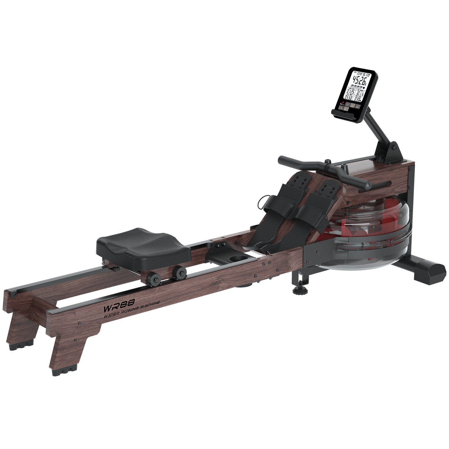 LESUNFIT Water Rowing Machine Made of Solid Wood (Oak), 30 Days Kinomap, Bluetooth Monitor, 150 kg Load Capacity